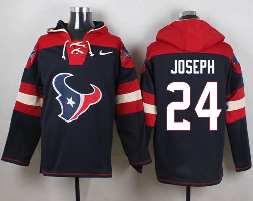 Nike Texans #24 Johnathan Joseph Navy Blue Player Pullover NFL Hoodie